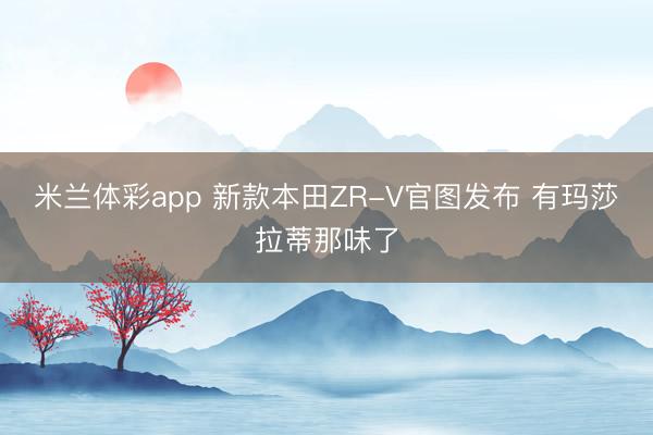 米兰体彩app 新款本田ZR-V官图发布 有玛莎拉蒂那味了